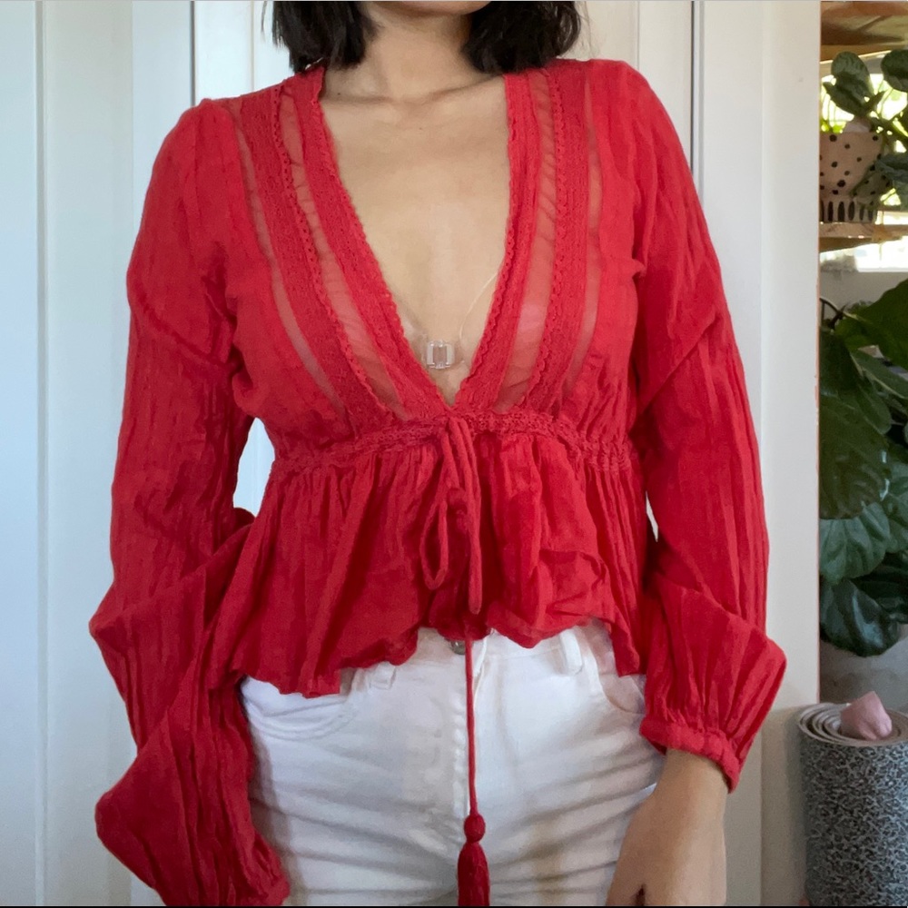 Front tie blouse